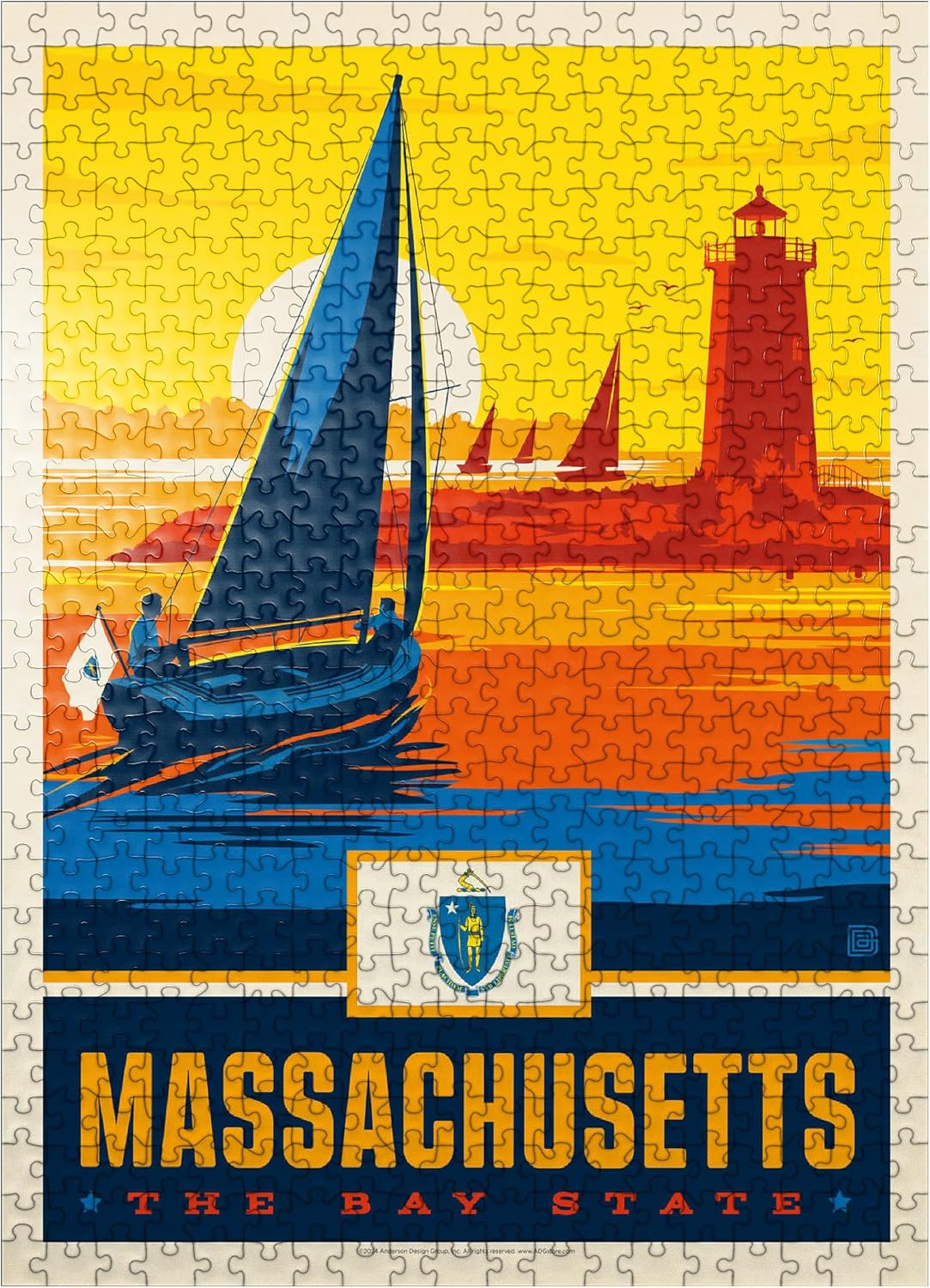 MyPuzzle Massachusetts: The Bay State - Premium 500 Piece Jigsaw Puzzle for Adults