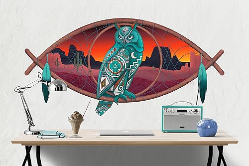 Miniatura 4 de Adhesivo de pared con diseño de búho, diseño de nativos americanos del suroeste, decoración de la habitación de los niños, adhesivo de vinilo