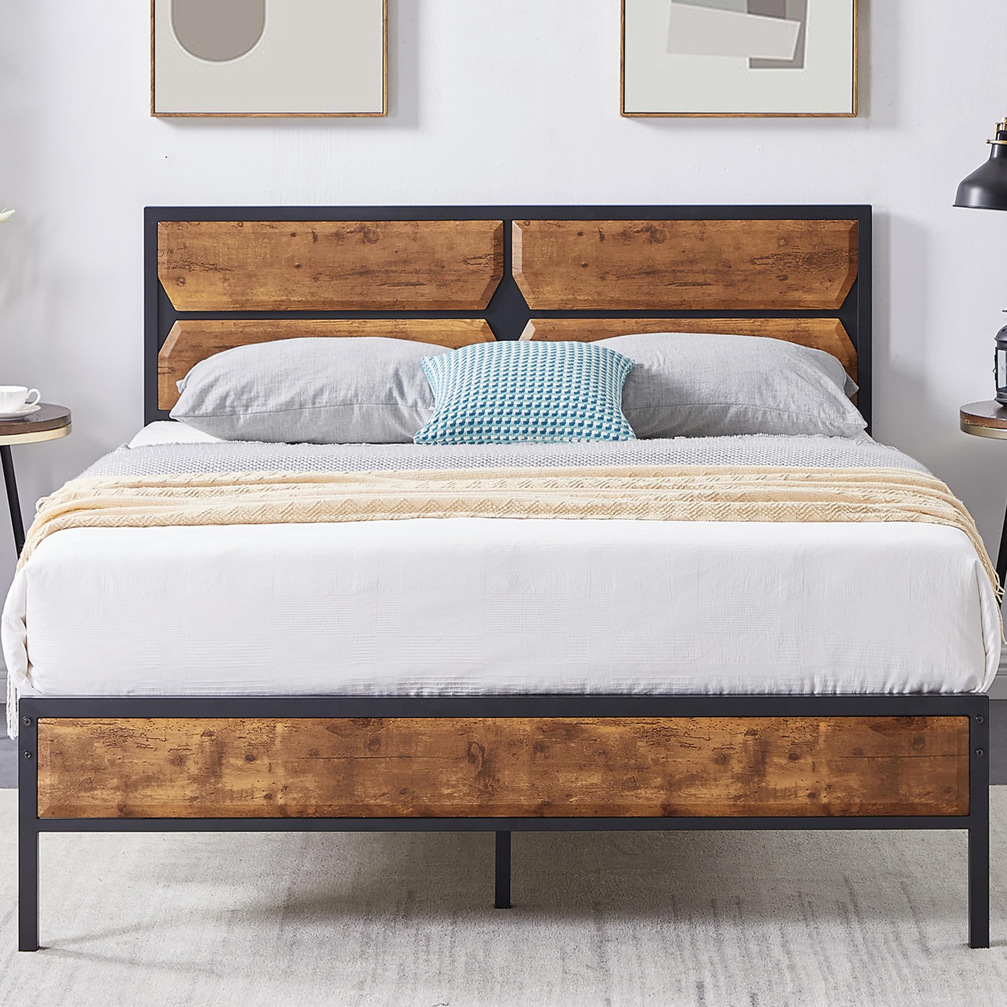 Snapklik.com : VECELO Queen Size Bed Frame