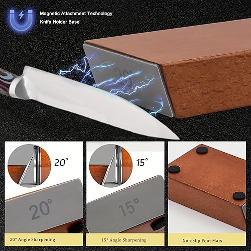 Miniatura 3 de Kit de afilador de cuchillos rodantes, herramienta de afilado de cuchillos de diamante y cerámica, guía de ángulo magnético de 15 y 20, juego de