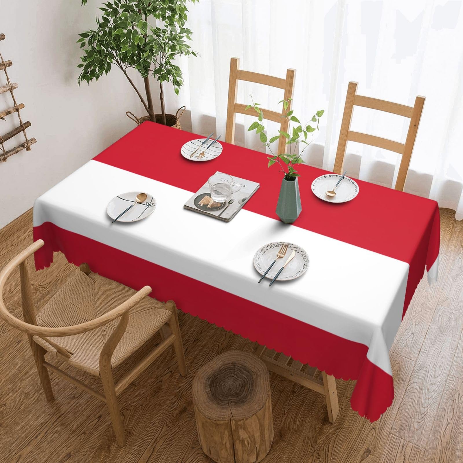 HLBSDM Flag of Monaco Print Rectangle Washable Tablecloth Decorative Table Cover for Dining Table Buffet Parties