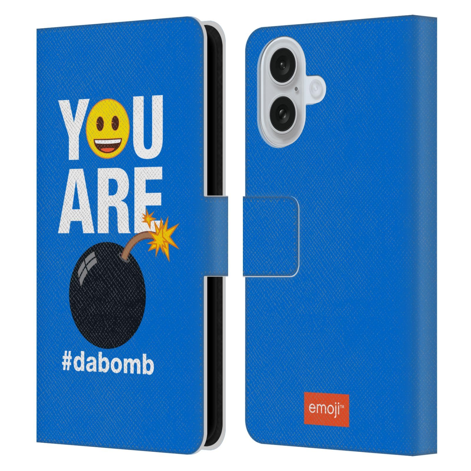 Head Case Designs Officially Licensed Emoji® Dabomb Flat Leather Book Wallet Case Cover Compatible with Apple iPhone 16