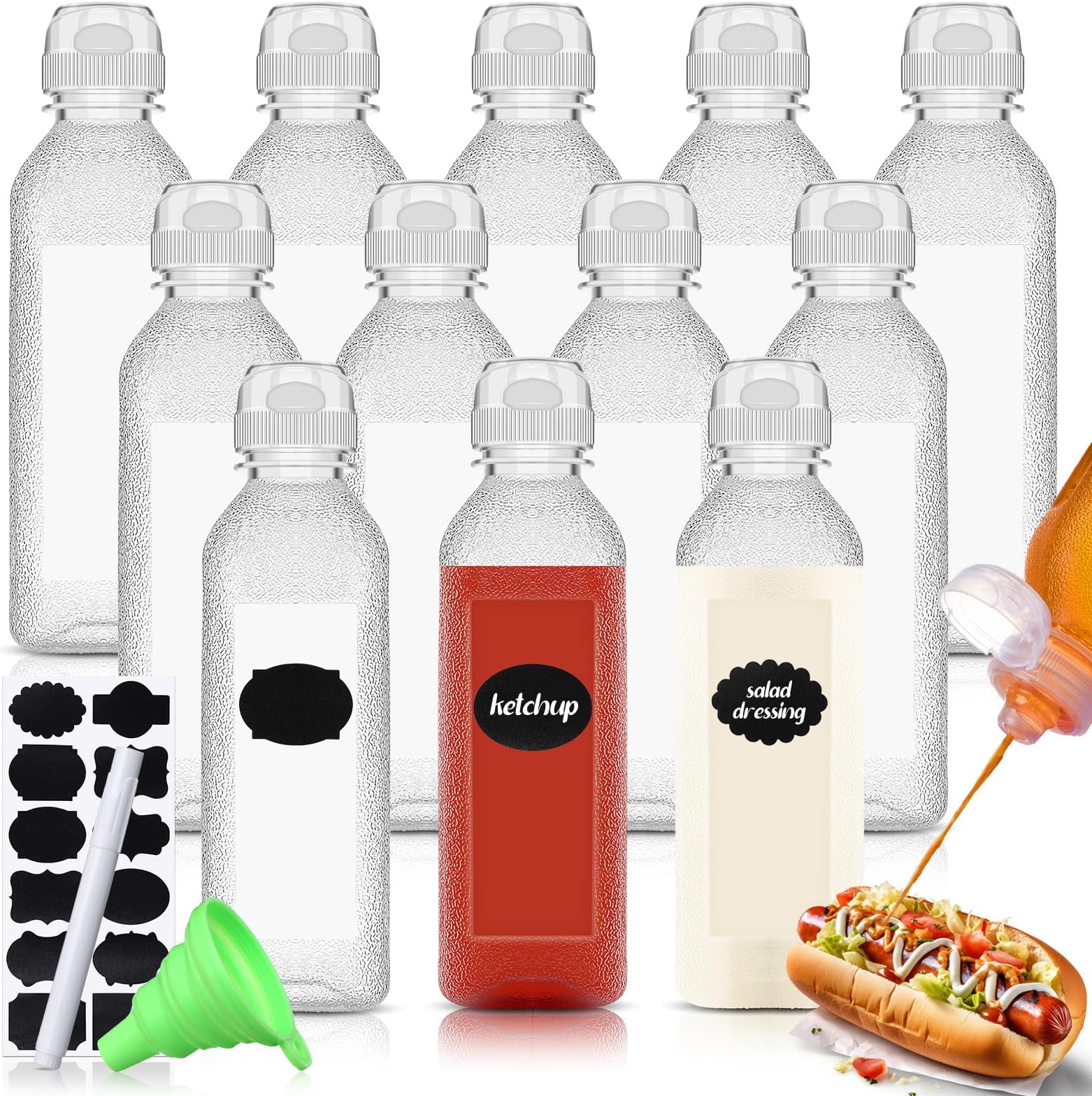 Ziliny 12 Pcs 17 oz Condiment Squeeze Bottles for Sauces