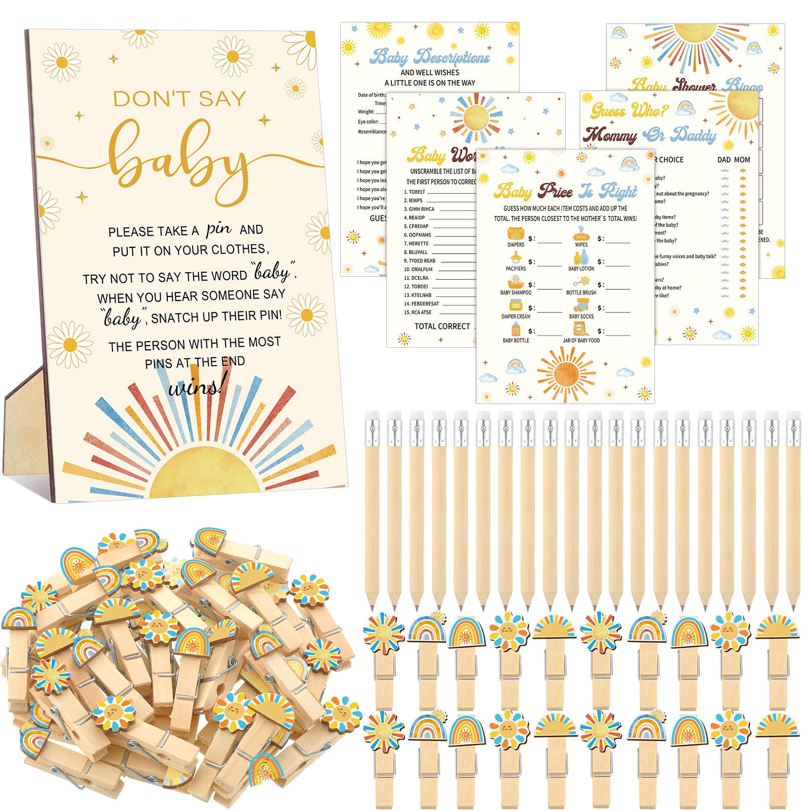 Patelai 321 Pcs Here Comes The Son Baby Shower Decorations Games Supplies
