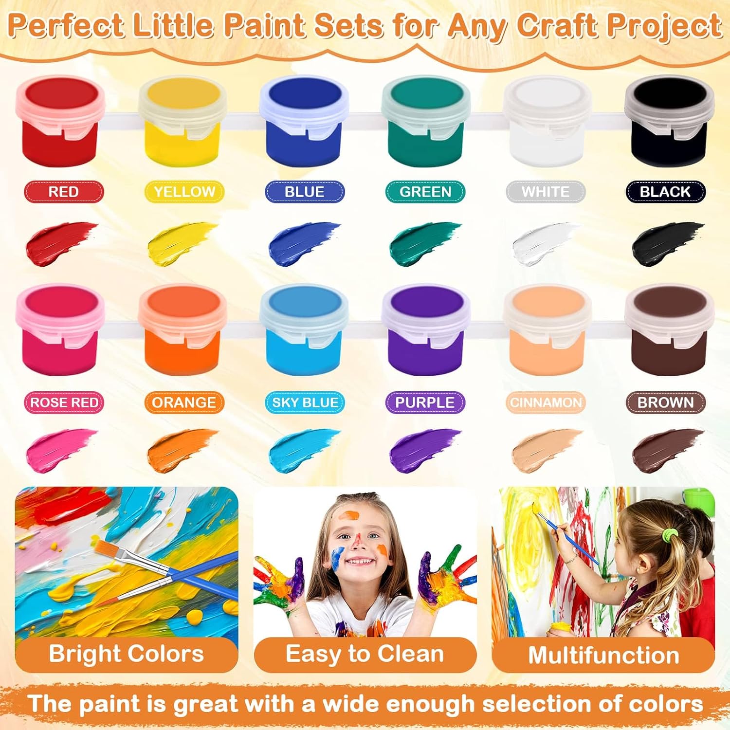 24 PCS Acrylic Paint Set, 2Pack Art Canvas with Easel Stand, 12 Acrylic Paints, 14 Brushes, Palettes, Aprons -Beginner Painting Kit, Mini Painting Canvas with Easel Set, Painting Kits for Adults Party