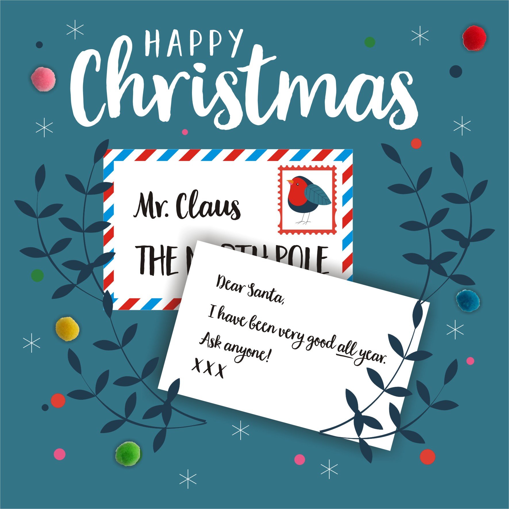 Pom Pom XP010 "Dear Santa" Christmas Card