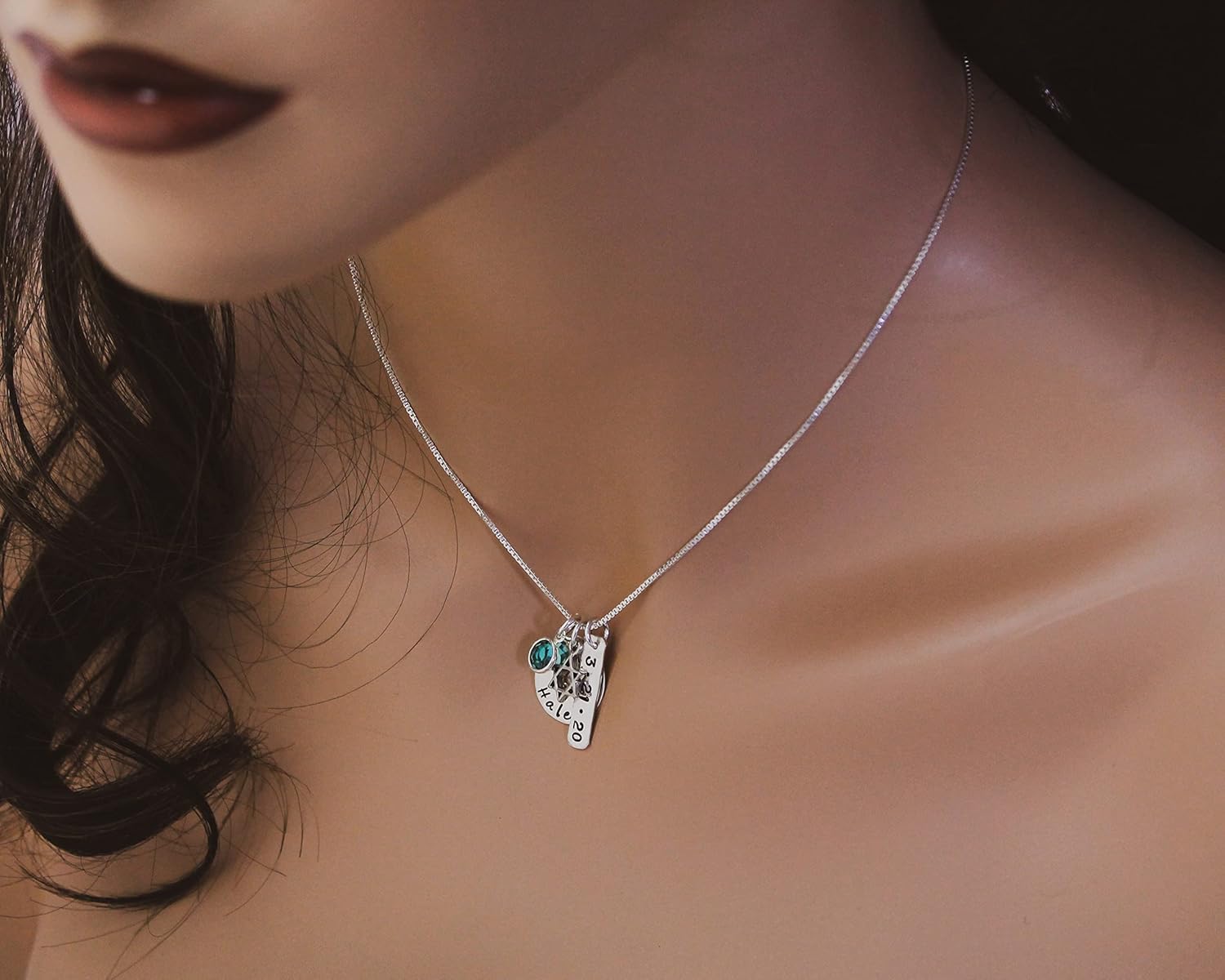Bat Mitzvah Necklace with Date and Birthstone, Personalized Bat Mitzvah Necklace, Bat Mitzvah Gift, Hand Stamped Jewelry, Sterling Silver