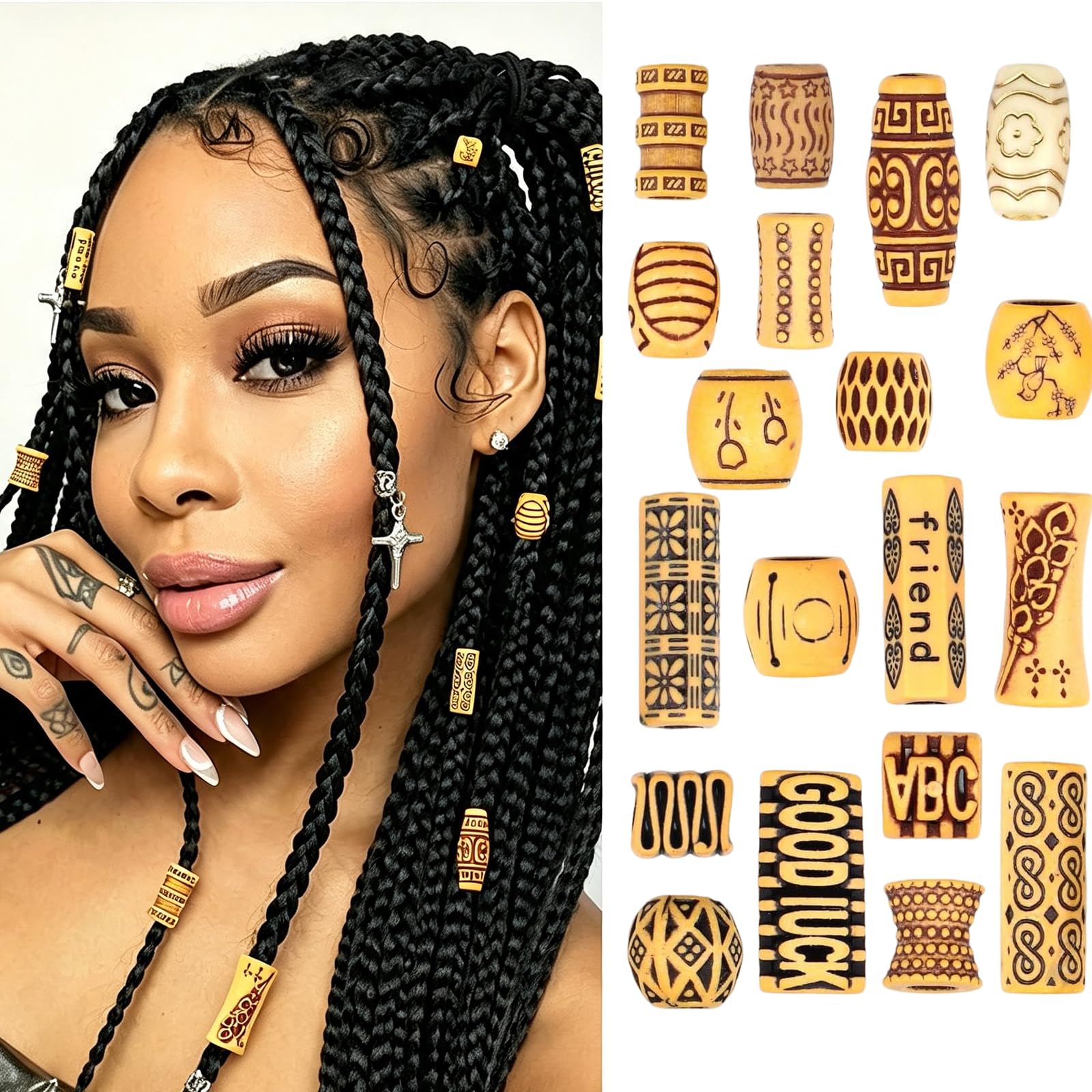 Amazon.com: NAISKA 19PCS Hair Tube Beads for Braid Dreadlocks
