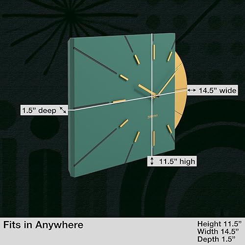Miniatura 3 de Driini Reloj de pared moderno de mediados de siglo, paquete verde y azul