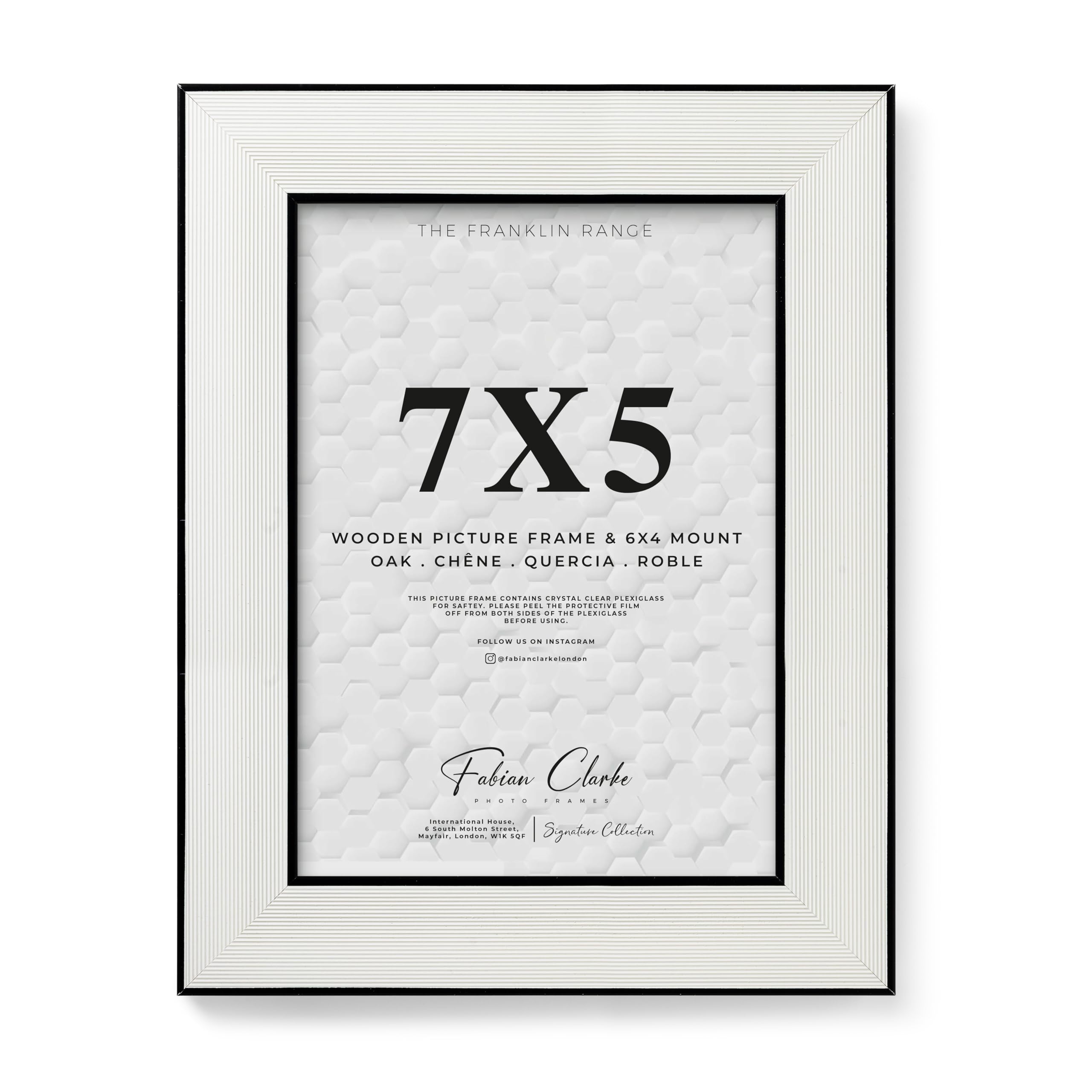 7x5 White Picture Frame with Black Edge Trim, Modern Contemporary Photo Frame for Home, Office or Gift