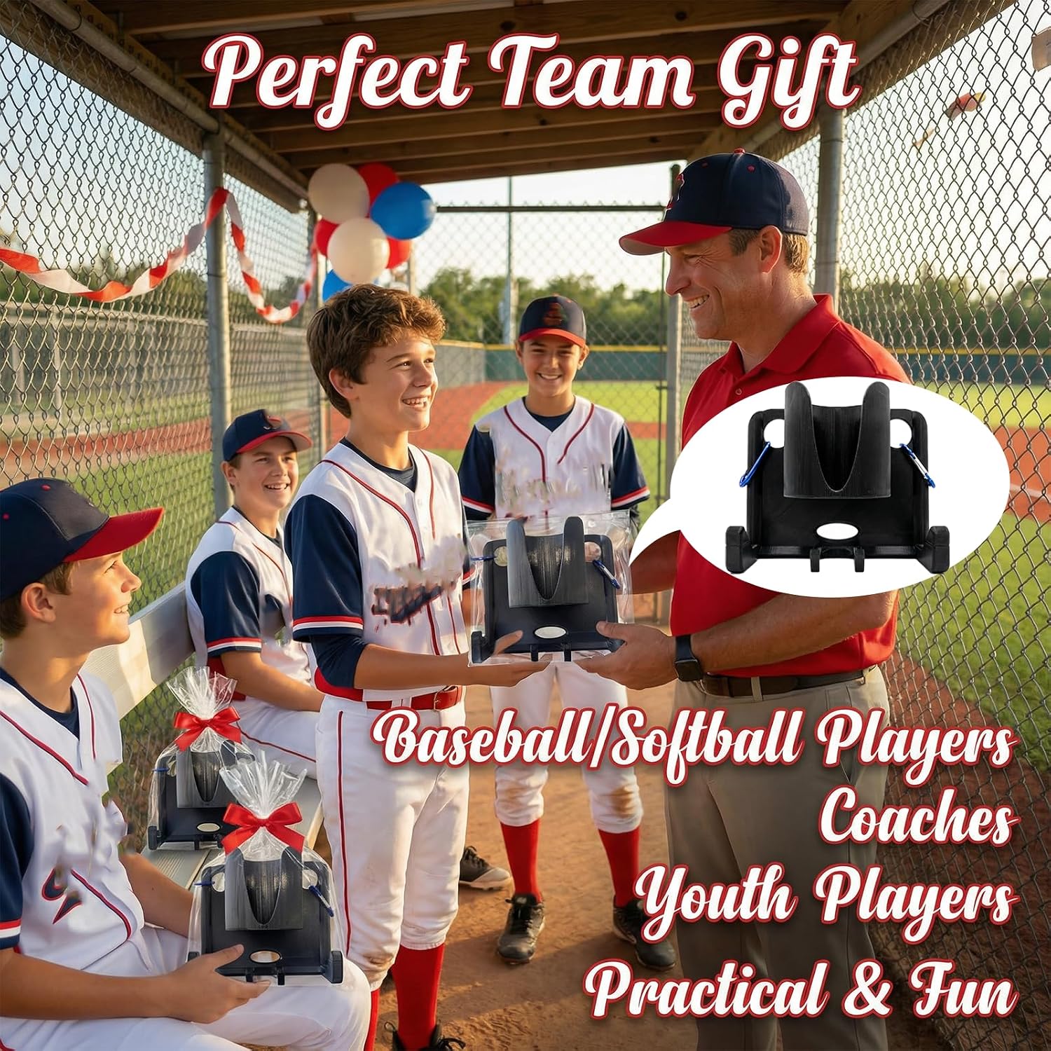 Baseball Softball Dugout Organizer with Drink Holder-Portable Fence Mount Gear Hanger for Bat/Glove,Keeps Dugout Neat-Heavy Duty Softball Equipment Rack Accessories,Baseball Gift for Players