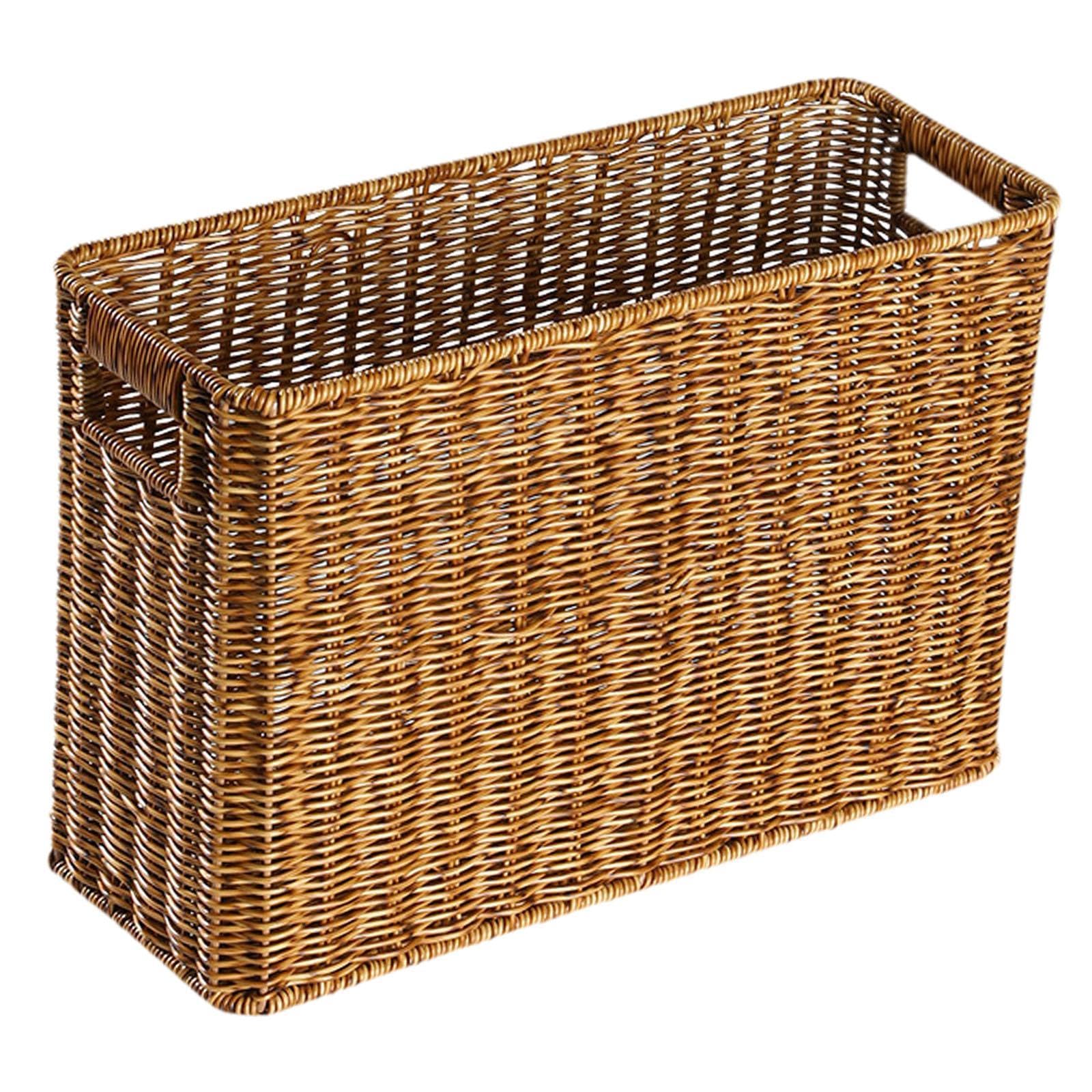 Cesta Estrecha para Almacenar Juguetes, Alta Y Estrecha, con Asa, Color Marrón, para Baño, Sala de Estar, Dormitorio, Hogar, Periódicos, Café Oscuro, Individual