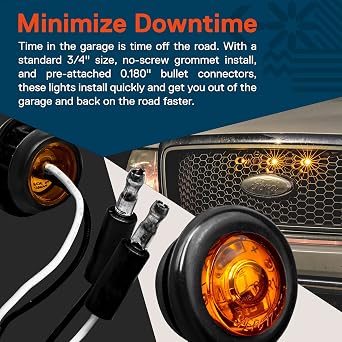 UTV/ATV Turn Signal Kit w/ 10pc 3/4 Round Amber Trailer LED Marker Light [SPDT Rocker Switch Controlled] [DOT FMVSS 108] [SAE P2PC] for Polaris RZR Can-Am X3 Kawasaki Honda Pioneer & More