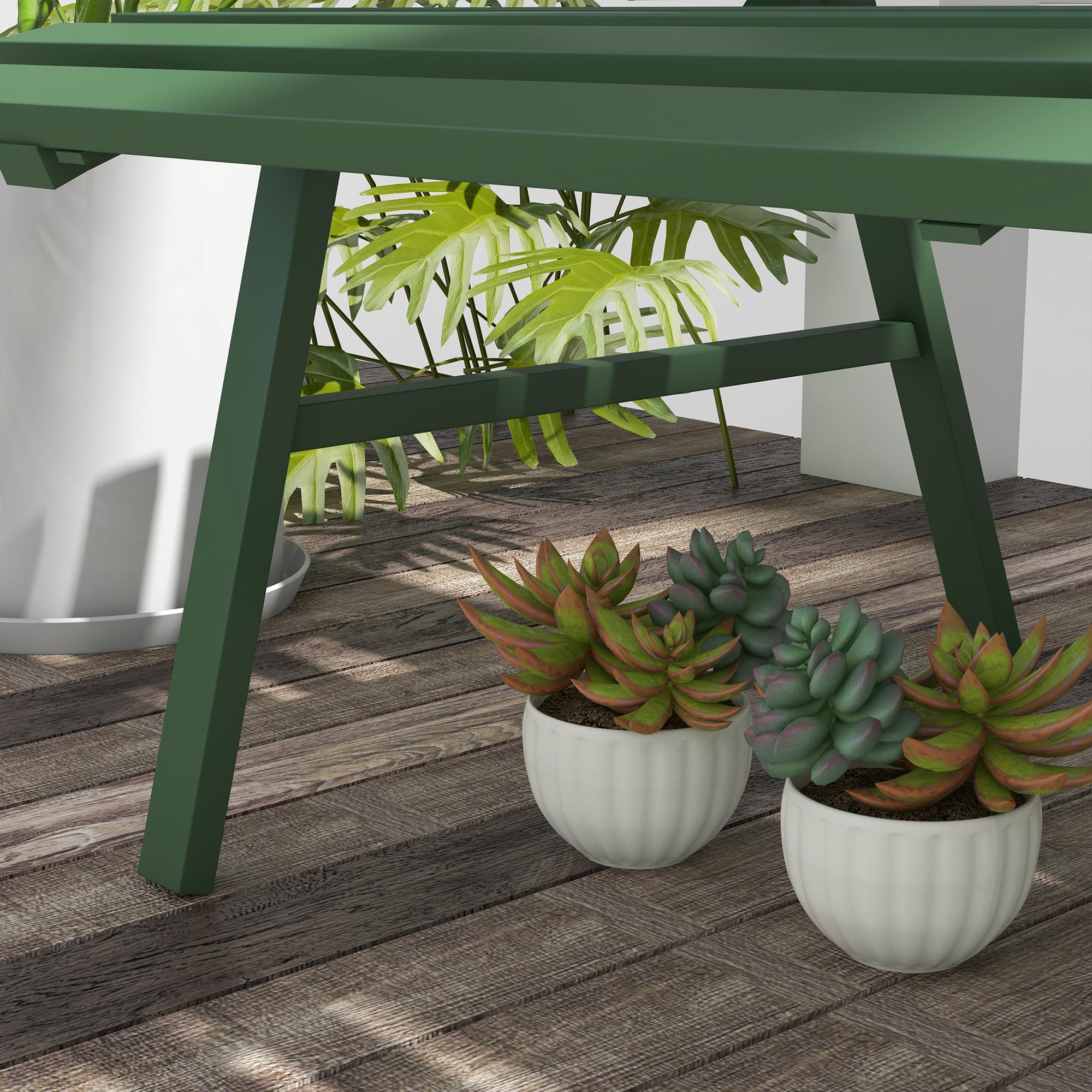 Outsunny Banc de Jardin Banquette extérieur 2 Places Assise Dossier à Lattes, en Aluminium, dim. 123L x 67l x 79H cm, Vert