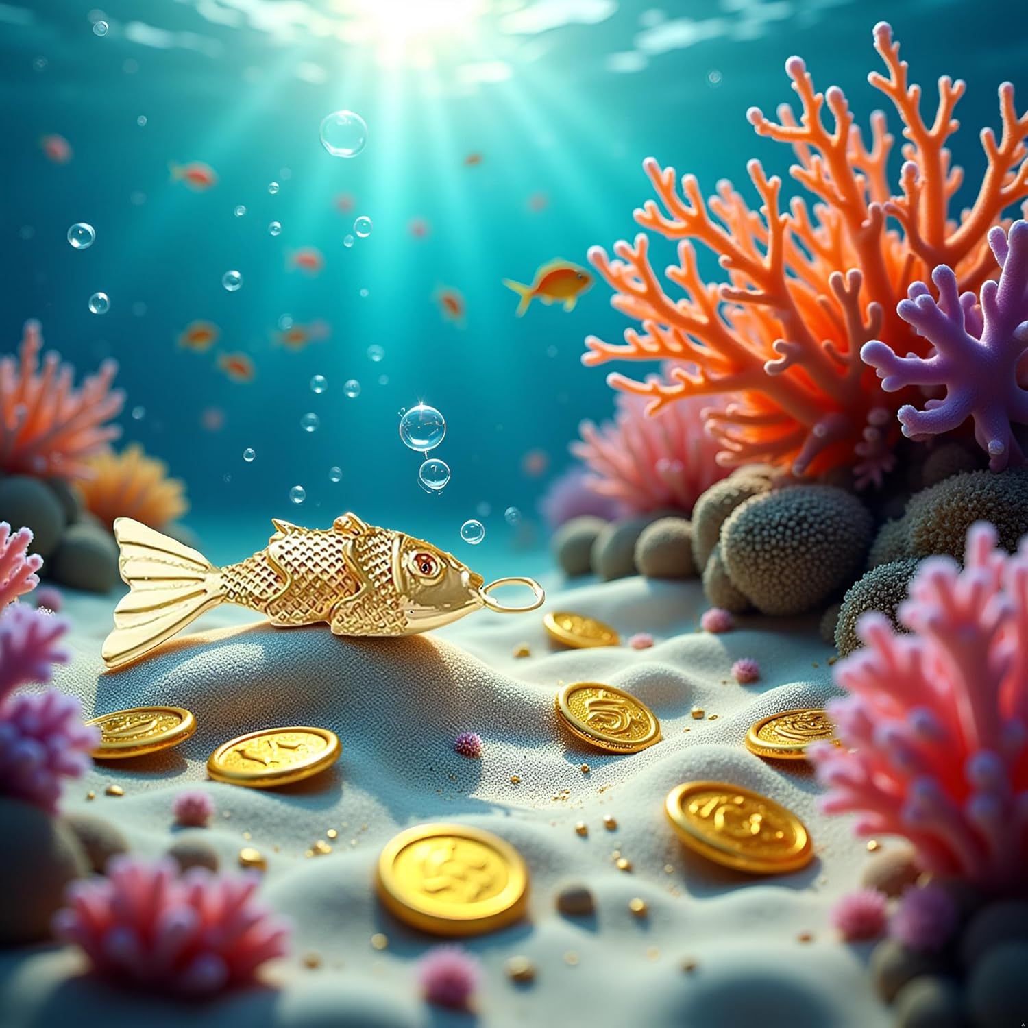 Gold Fish Charm Pendant,Sea Animal Golden Fish Shaped Gold Plated Pendants Pave Ocean Pendants for Men Women for DIY Bracelet Necklace Earrings Beading and Jewelry Making - Image 2