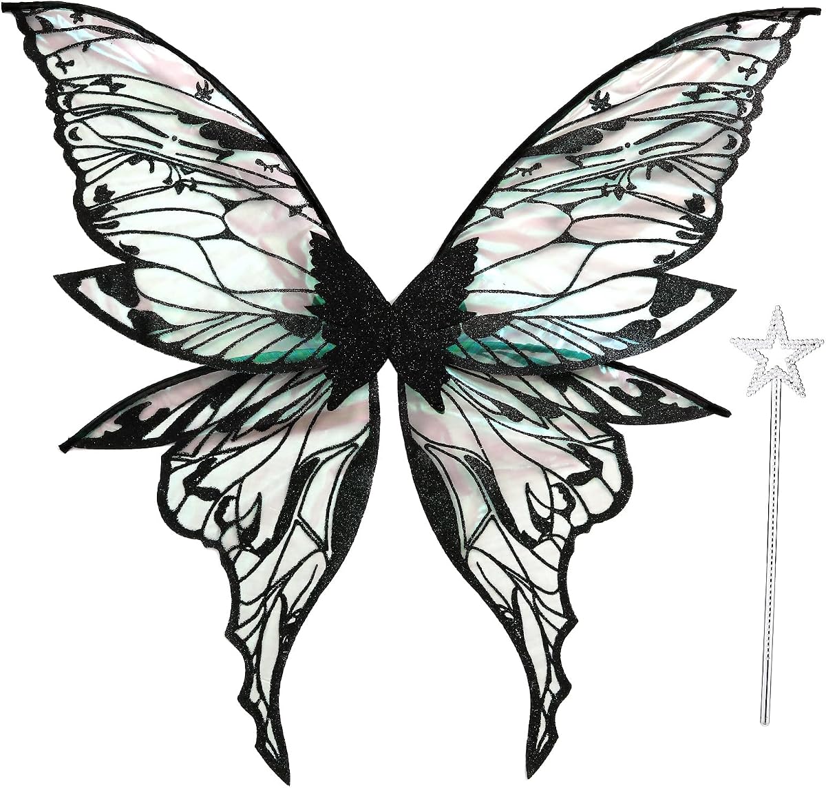 Alas de hadas para adultos y mujeres, conjunto de disfraz de hada de 31,5 "x 29,5", alas de mariposa grandes para fiesta de Halloween