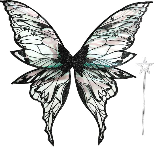 Loieryk Fairy Wings for Adults Women 31.5"x29.5" Fairy Costume Set Large Butterfly Wings for Halloween Party