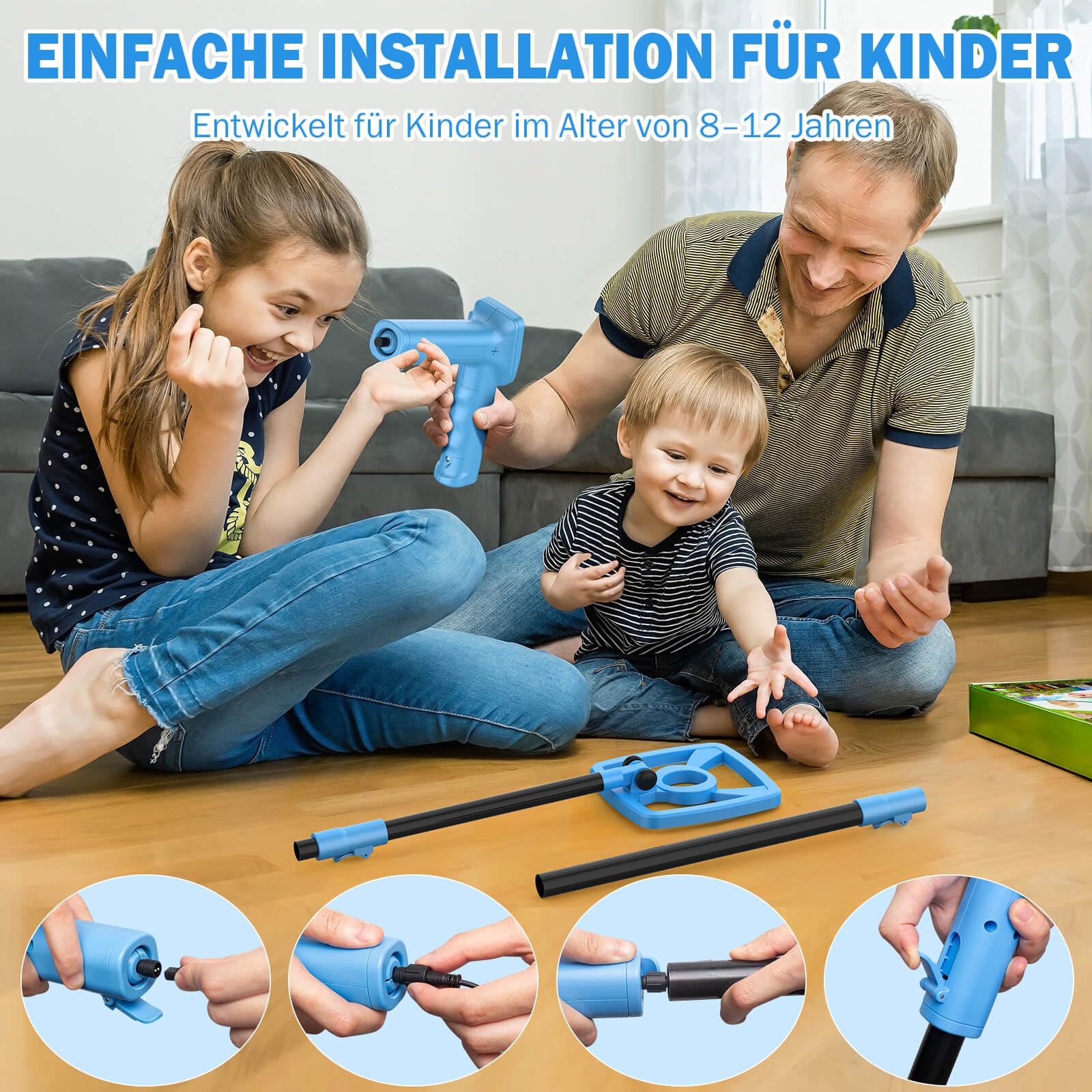 Metalldetektor Kinder Set mit Rucksack, Schaufel & Harke | Leichter Verstellbarer Detektor für 8–12 Jahre | IP67 wasserdichte Suchspule, 10 cm Tiefe | Outdoor Schatzsuche Lern- & Spielzeug Geschenk