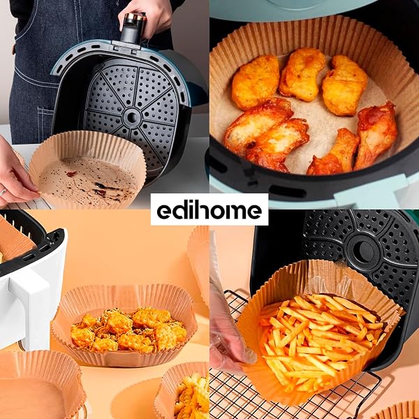 edihome, Carta Forno per Friggitrice ad Aria, BPA Free, Monouso, Adatto al Forno, da 5 a 8 litri (Quadrata, 20-24 cm) - 5