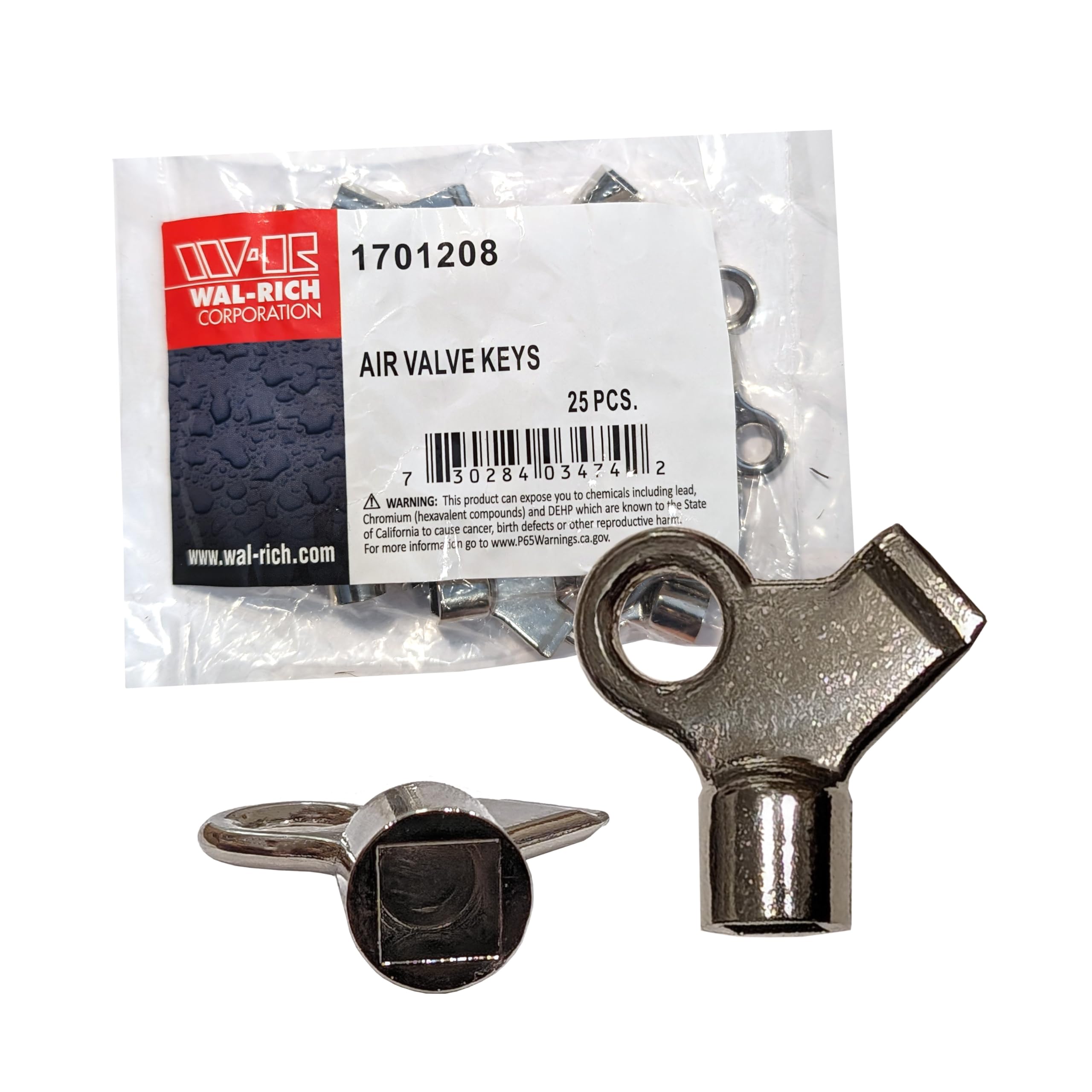 Radiator Bleeding Air Valve Key 25 Pack Chrome 1707208 Bleed Keys - Main Image