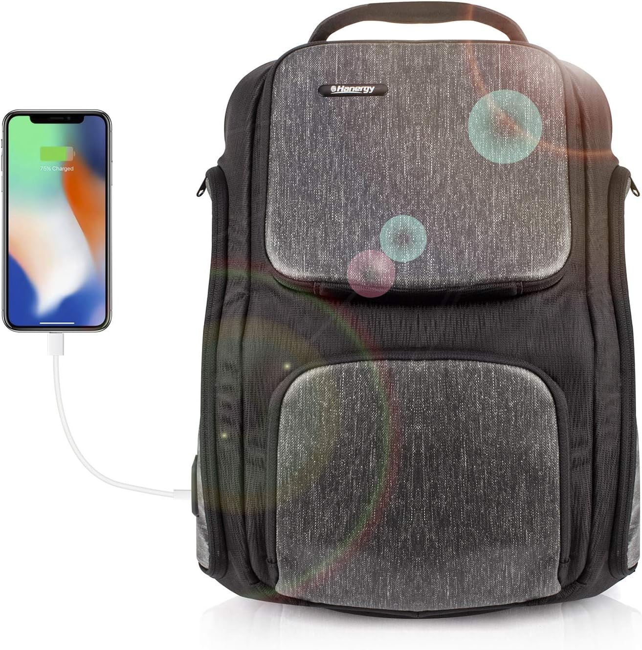Solar Backpack Anti-Theft Waterproof Laptop Backpack Casual Business Tablets Travel Hiking Backpacks with Solar Charger Panel, 2 USB Micro Charger Port
