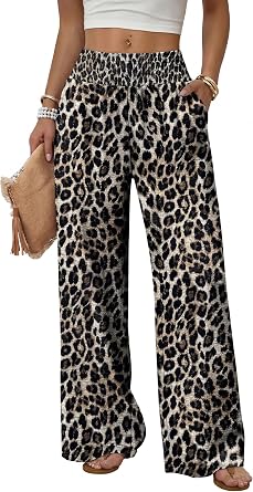 Sampeel Wide Leg Pants Woman High Waist Trousers with Pockets Casual Lounge