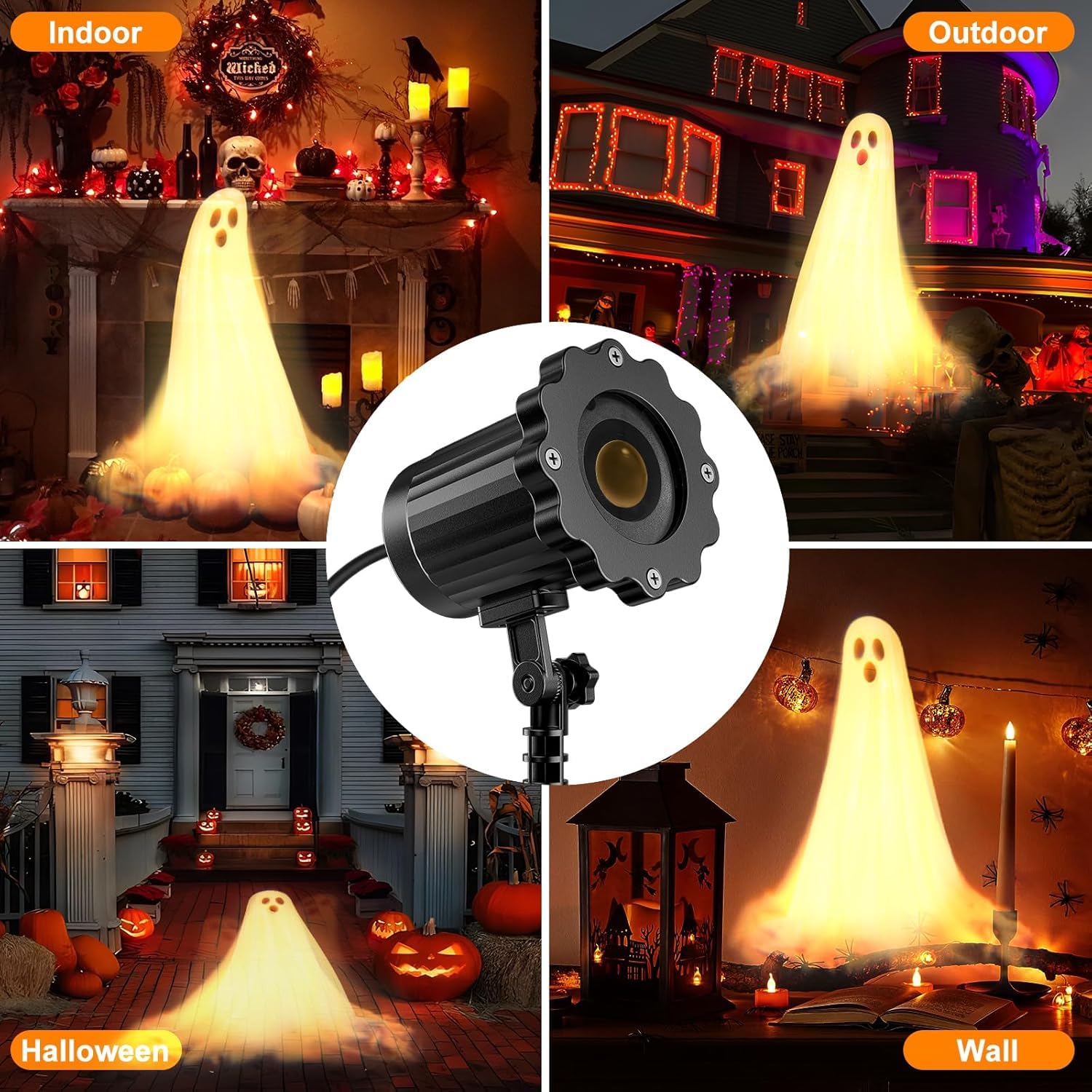 Nagudenfo Halloween Projector Lights 3D Dynamic Clearer Ghost HD Patterns,Night Light for Home Window Wall Halloween Decor Outdoor - Image 4