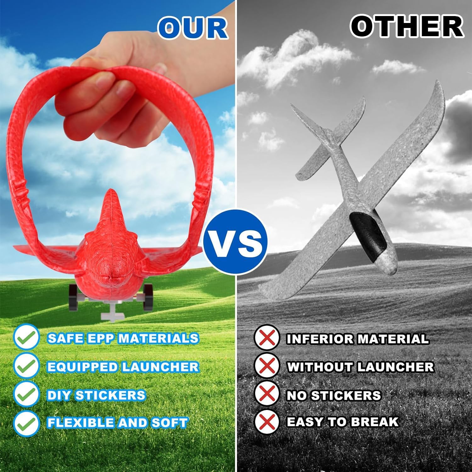 3 Pack Dinosaur Airplane Launcher Toys,Flying Toys for 3 4 5 6 7 8 9 10 Year Old Boys,Kids Toys 5 6 7 8 9 10 12 Year Old Boy Gift Ideas,Airplane B-Day Party Supplies, Green,Orange,red - Image 7