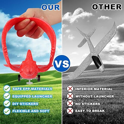 Miniatura 7 de Paquete de 3 juguetes lanzadores de aviones de dinosaurio, juguetes voladores para niños de 3, 4, 5, 6, 7, 8, 9, 10, 12 años, juguetes para niños de