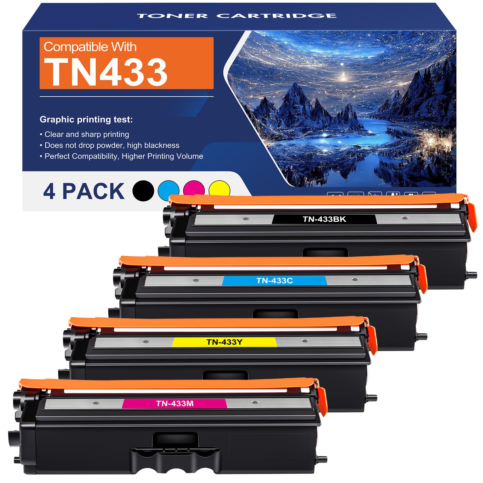 TN433 Toner Cartridge Set TN-433 MFC-L8900CDW Compatible Replacement for Brother TN433 TN 433 TN431 for Brother MFC L8900CDW HL-L8360CDW HL-L8360CDWT
