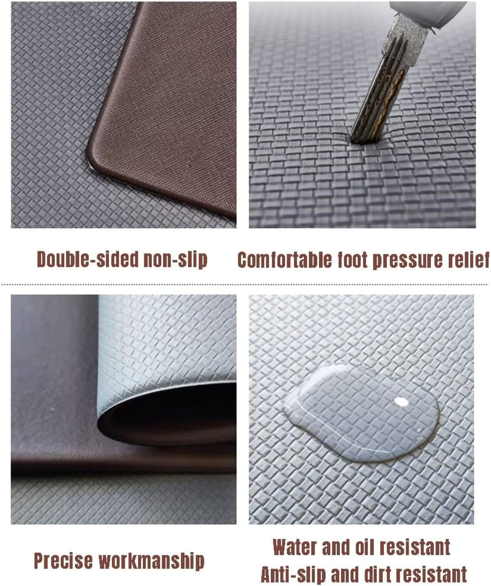 Colchones de gimnasio para pisos pesados Alfombra suave antifatiga acolchada for escritorio, ergonómica, antideslizante, cómoda alfombra de cocina, impermeable for el hogar, garaje y oficina(Grey,44x1