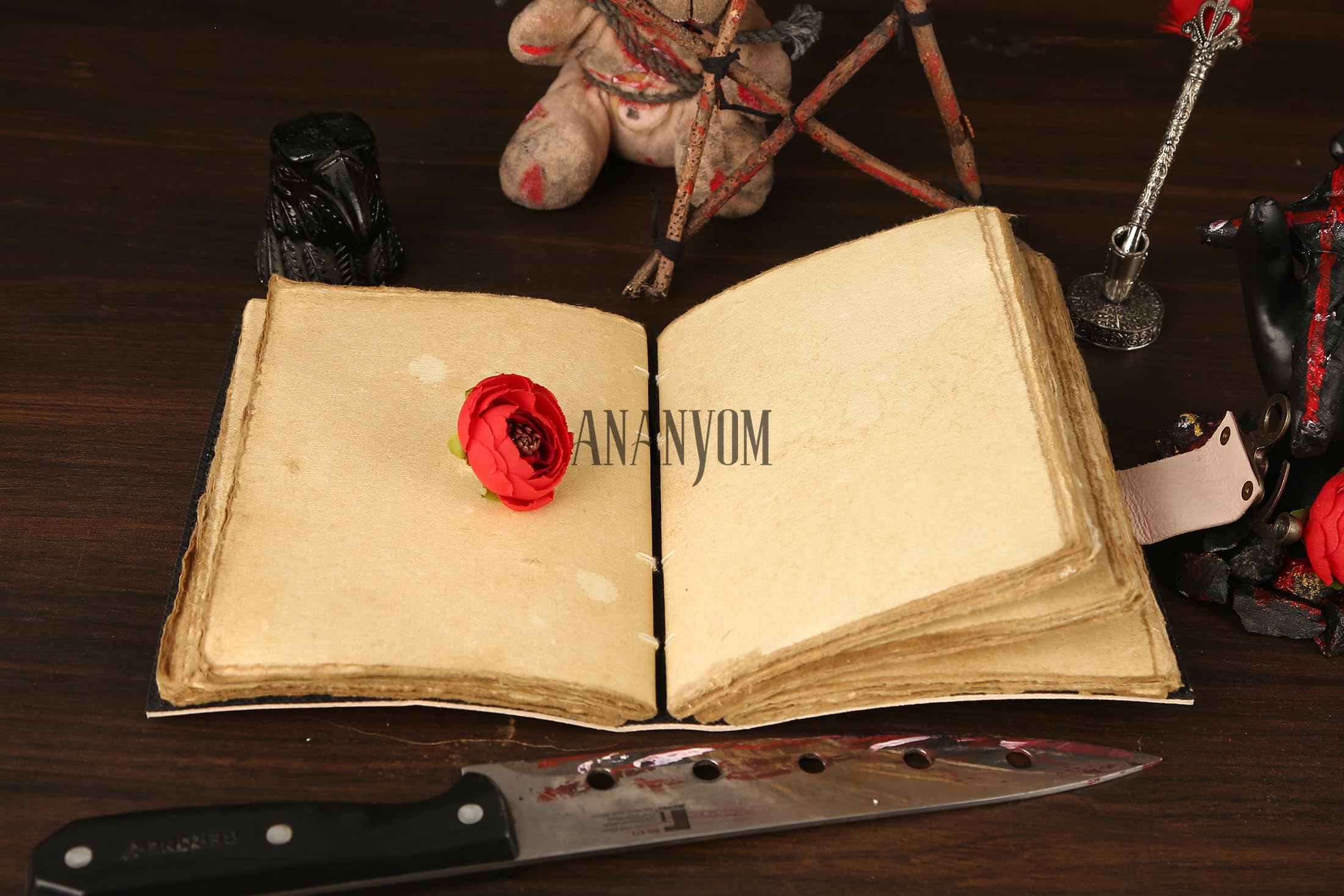 leather journal Antique Handmade Deckle Edge Vintage Paper Leather Bound Journal With 200 Blank Paper Unruled - Image 4