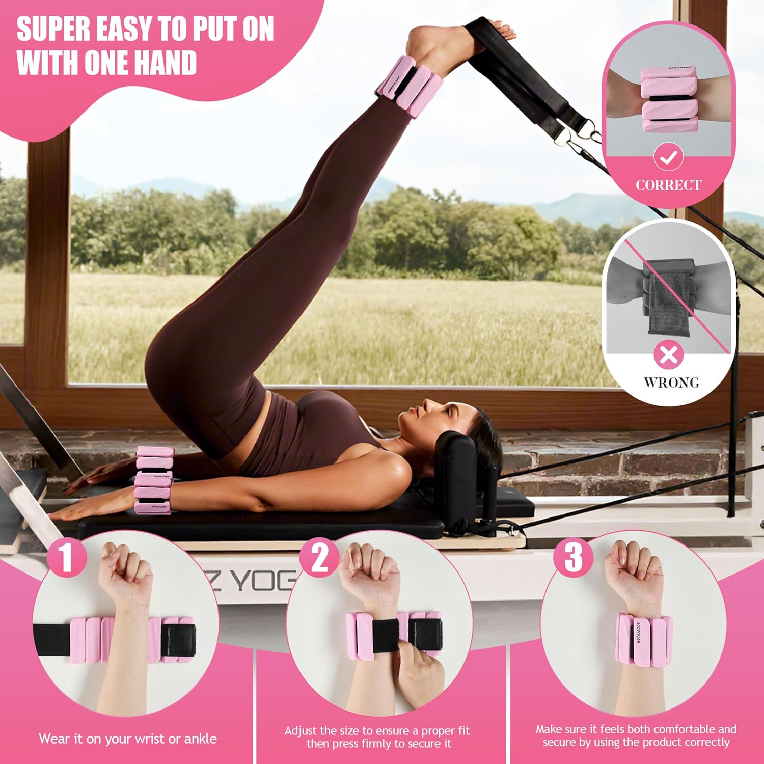 Ankle Weights Set of 2 (1 lb/2 lb Each) for Women Men Adjustable Wrist Bracelet for Home Gym Weighted Bangles Wristbands Leg Arm Weights for Walking Swimming Running Pilates Yoga Gym - Image 5