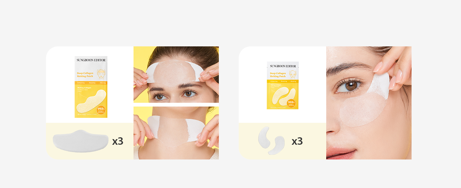 Amazon.com: SUNGBOON EDITOR Deep Collagen Melting Patch | Collagen &  Glutathione, Hydrating Patch, Firm-Looking Skin for Fine Line Care, Spot  Care, Collagen Patches, Eye Area Care Patch, Korean Skincare,1.13 oz :  Beauty