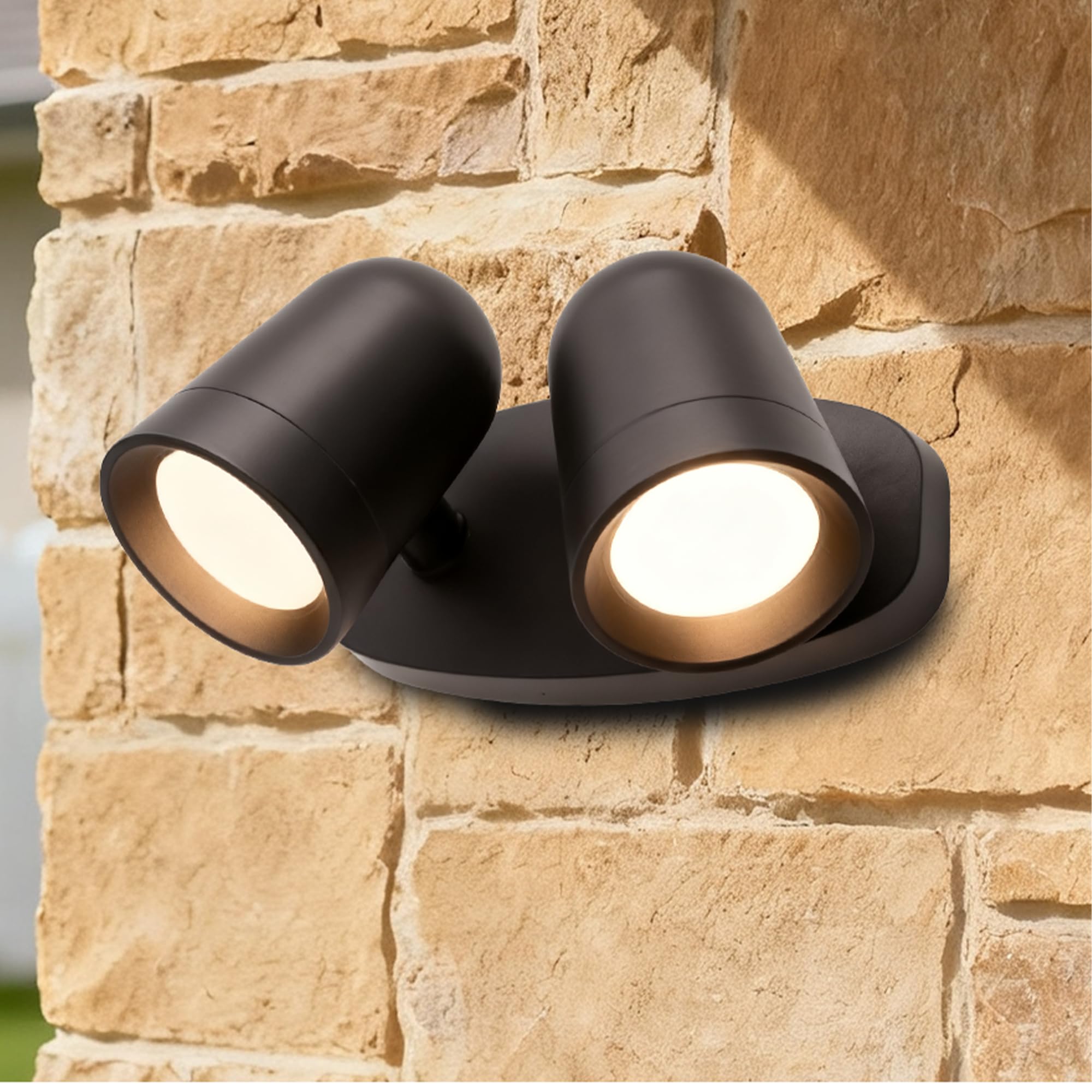 JNR Applique da Esterno, IP65 Impermeabile Lampade da Esterno, Nero | Doppio faretto orientabile a 330°,Alluminio Applique da Parete Esterno 230V 2*5W GU10 3000K LED Lampadina Inclusa