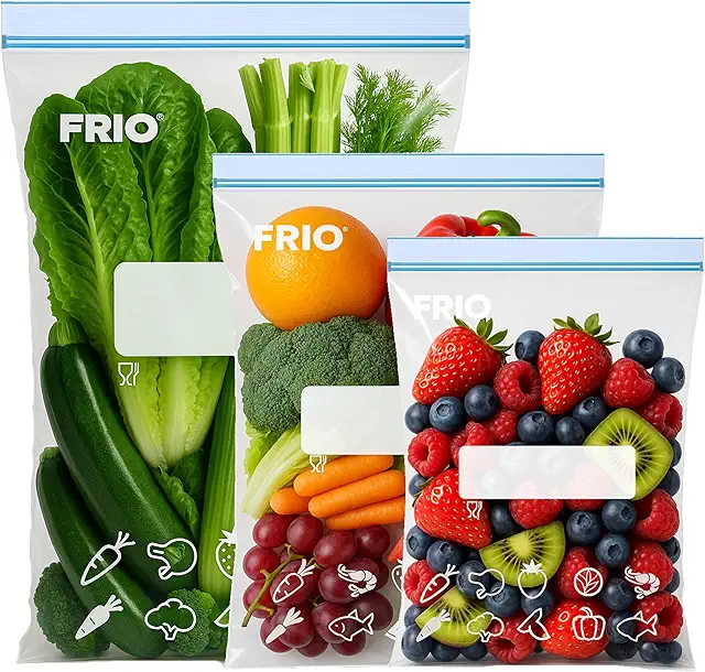 FRIO - Set 65 Sacs Congélation Réutilisables Hermétiques, 3 Tailles (S-M-L)