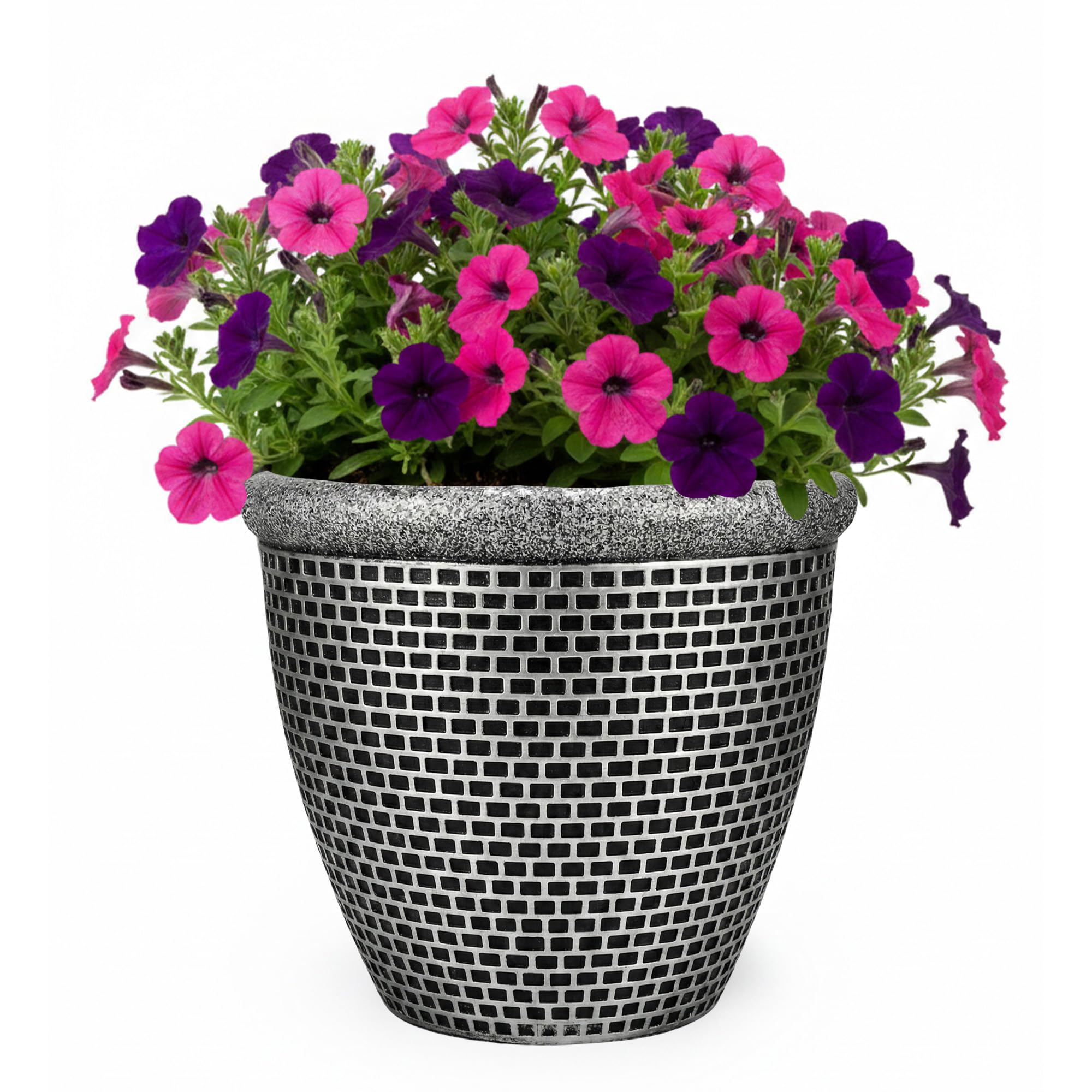 Averly Home Black Brick Style Flower Pot | 25Cm Sturdy Plastic Plant Pots | Versatile Planters Outdoor | Plant Pots Outdoor For Houseplants | Perfect Garden Planters For Healthy Plants Root