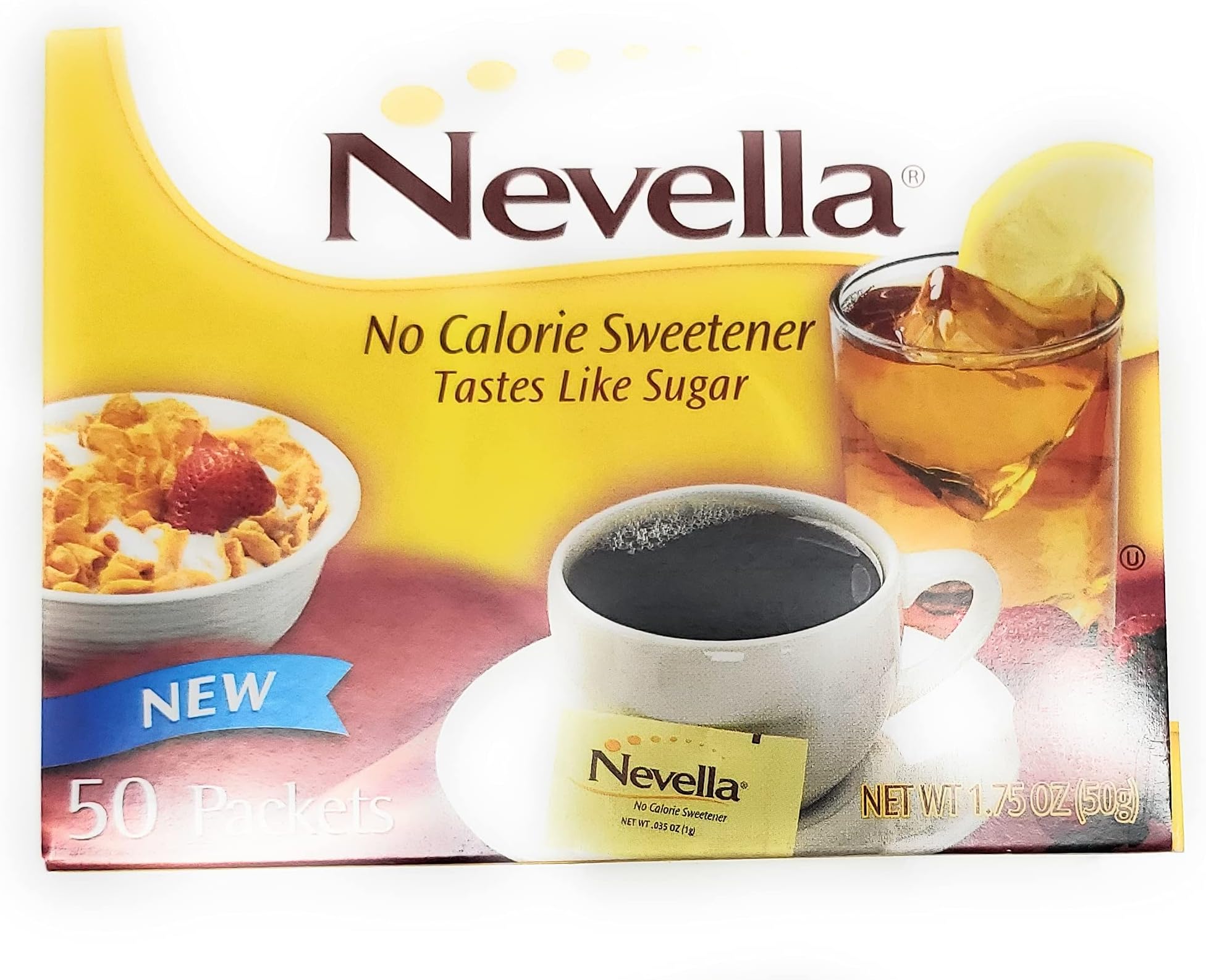 No Calorie Sweetener - Tastes Like Sugar, 50 packets,(Nevella)