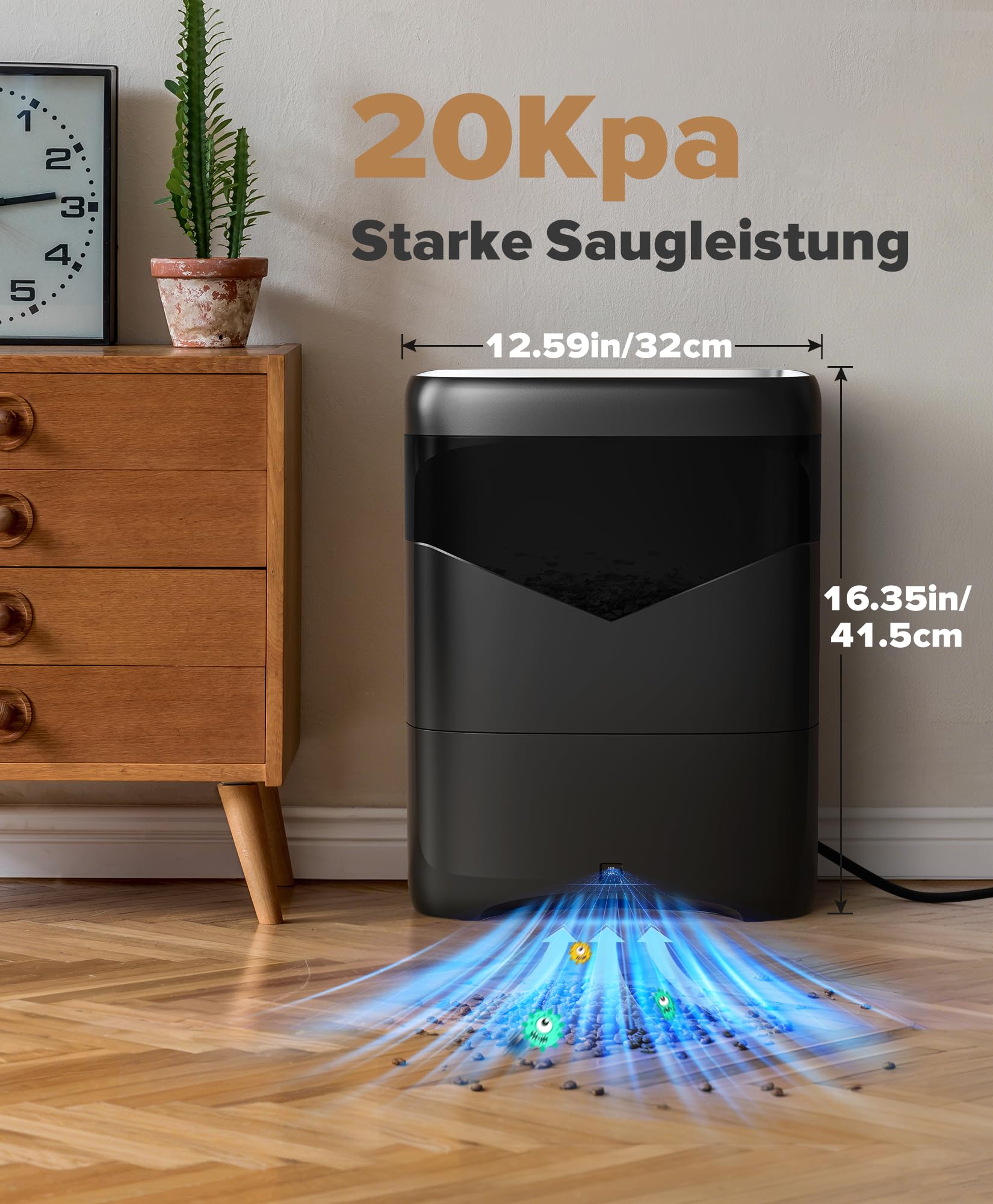 Berührungslose Automatische Kehrschaufel, Ohne Beutel & 20 kPa Saugkraft | 6L Staubbehälter Mülleimer mit Infrarot-Sensor, 2 Modi Elektrische Vakuum Kanister, Staubsauger für Salons, Tierhaare