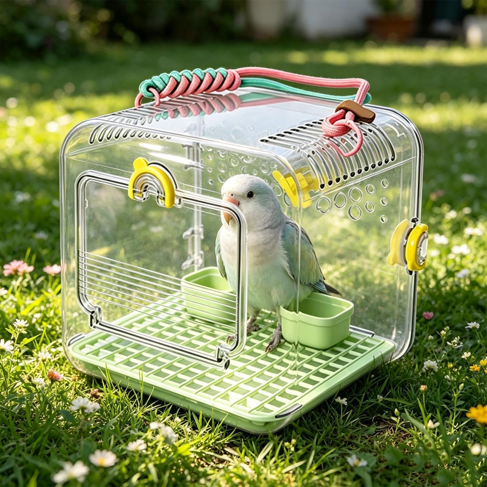 Small Bird Carrier Travel Cage Portable Acrylic Bird Carrier with Handle