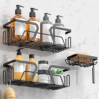 Kegii 3-Piece Shower Caddy & Soap Holder Set - Adhesive Shower Shelf Stainles...