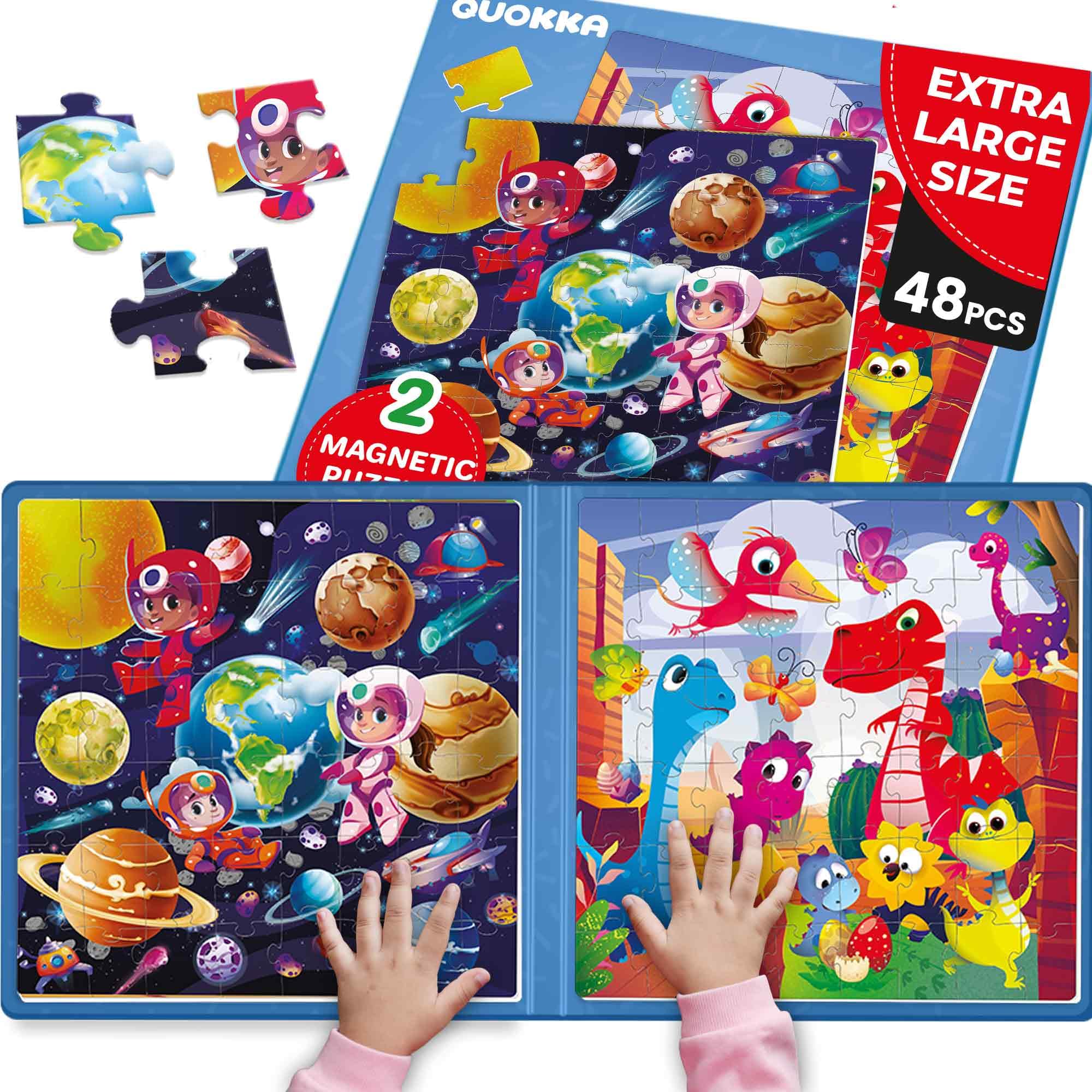 Magnetic Puzzles for Toddlers 3-5 - 2x48 Pieces Travel Games for Kids 2-4