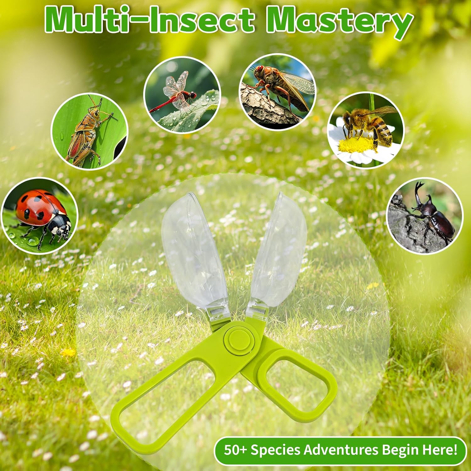 Bug Catcher for Kids 3-5, Bug Vacuum Toys Set for Toddlers 1-3, Magnify Glass, Observation Case, Insect Tweezer, Catch Pinning, STEM Educational Tool Outdoor Summer Explorer Kit Gifts for Boy Girl