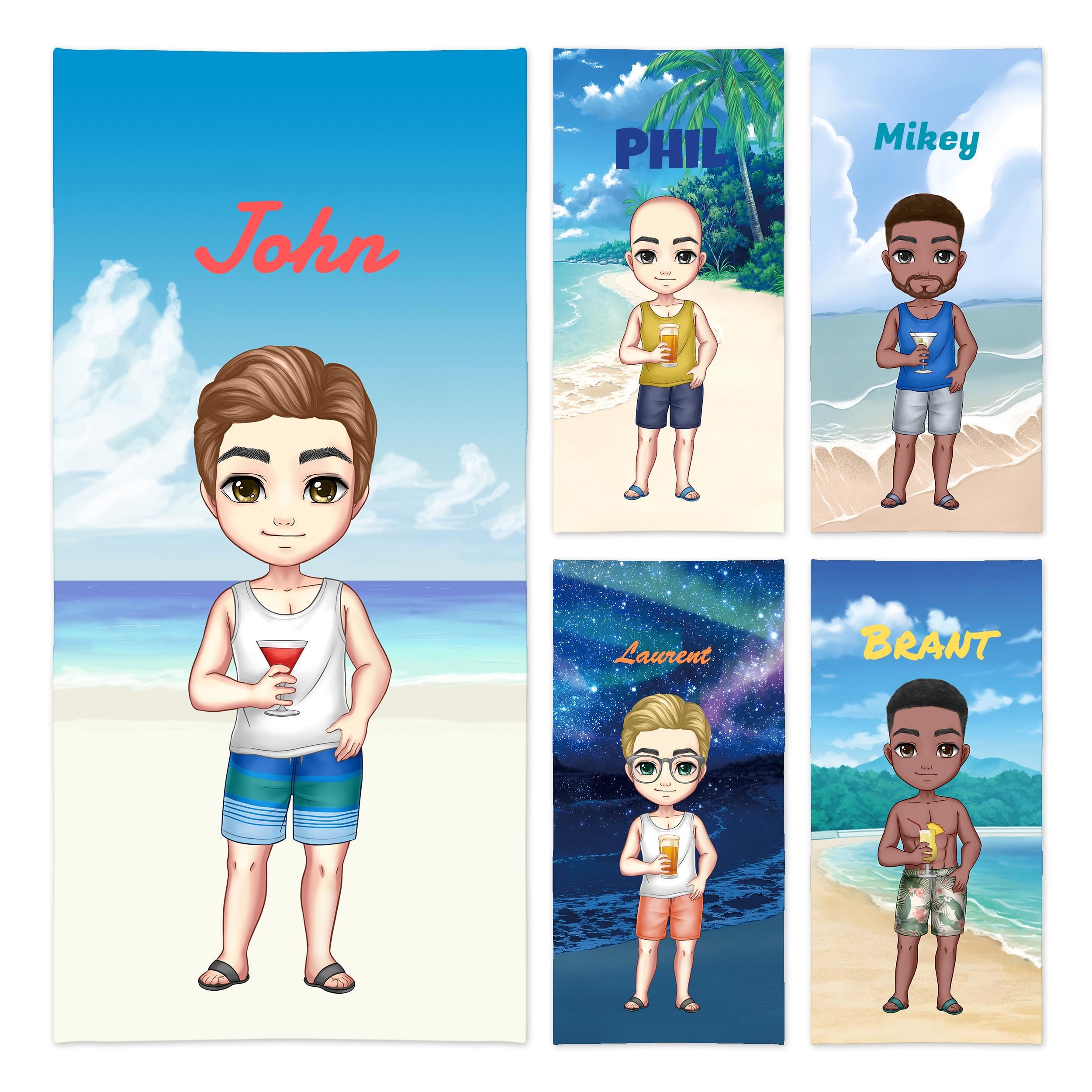 Uniqueta Personalized beach towel with name,Custom Travel Bath Towel for Bestie,Gift for best friends.60x120cm/75x150cm/90x180cm (Man)