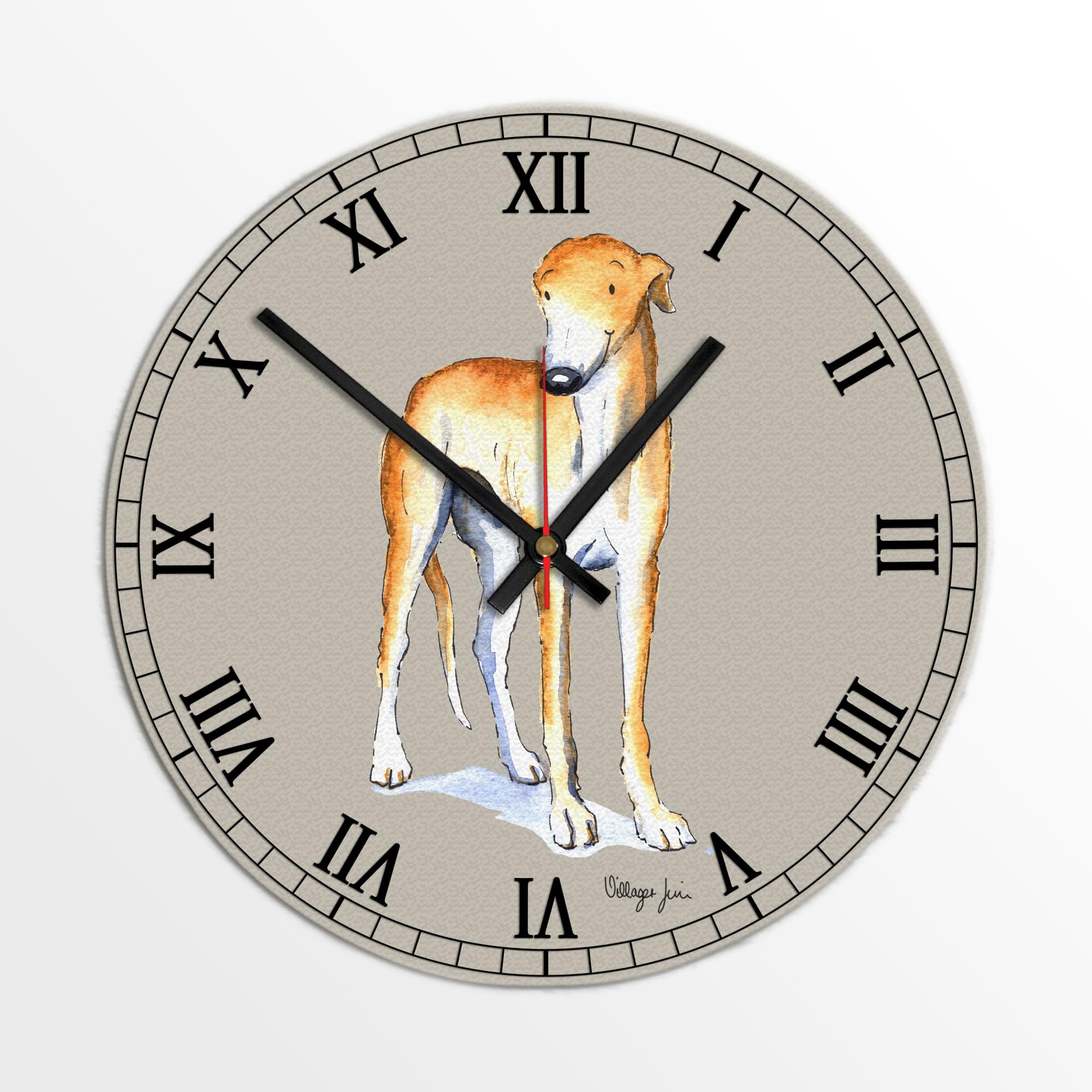 Image Industry Greyhound Tan Clock - Glass Clock - Wall Clock - Dog Lovers - Dog Gift