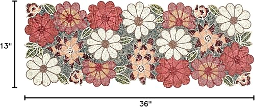 Miniatura 10 de Light & Pro - Camino de mesa decorativo con cuentas Granate Multi,Blue Green Multi,Marrón Multi,Verde azulado multi,Dorado marfil,Marfil