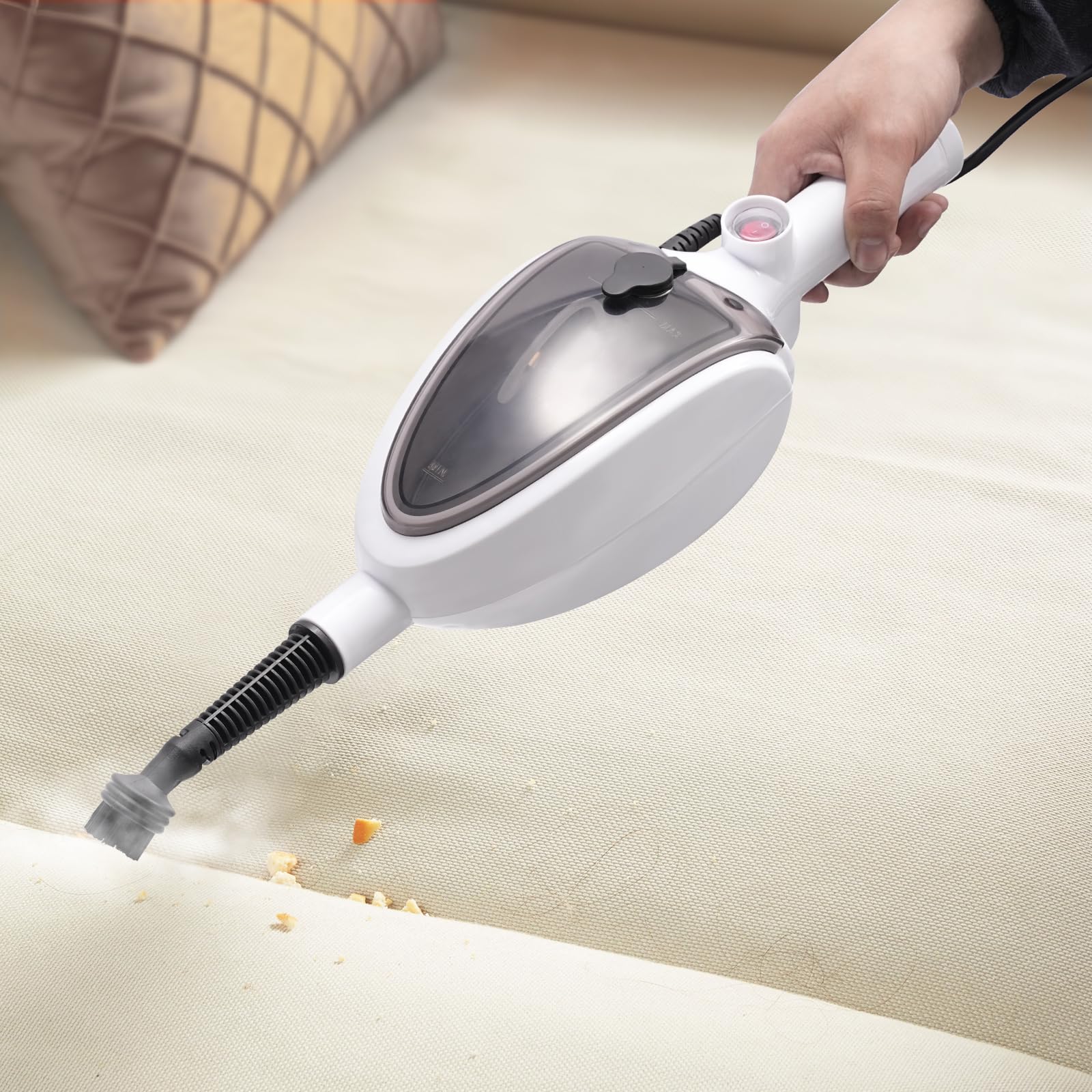 Mop parowy 1300 W, 116,03 psi, 110°C, biały, do podłóg, szkła, mebli, kuchni i łazienki