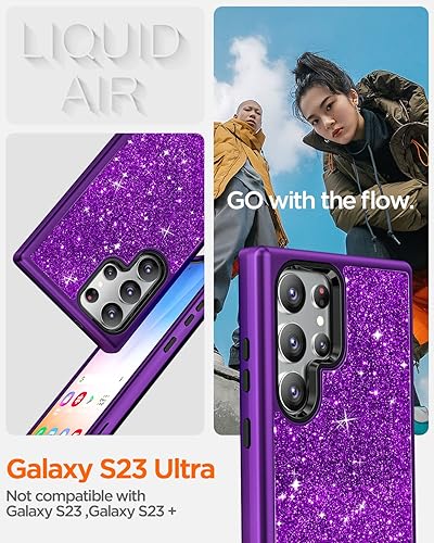 Miniatura 5 de AICase Funda para Galaxy S23 Ultra 5G  Lila púrpura brillante, resistente protección militar de 3 capas, parachoques a prueba de golpes