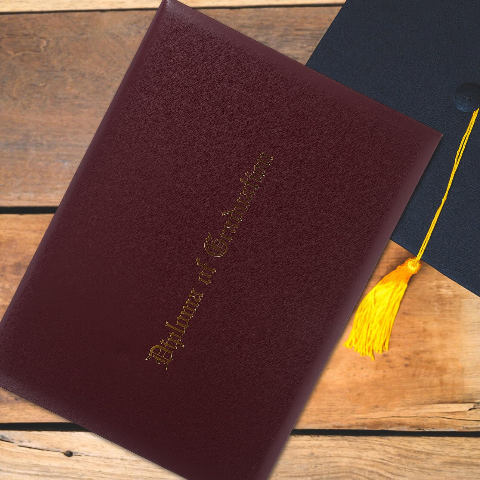 Portadiploma in Similpelle Effetto Caffè Copertina Rigida Imbottita, Custodia Protettiva per Certificati di Laurea e Premi, Cartella Porta-certificati Formato A4 per Esposizione