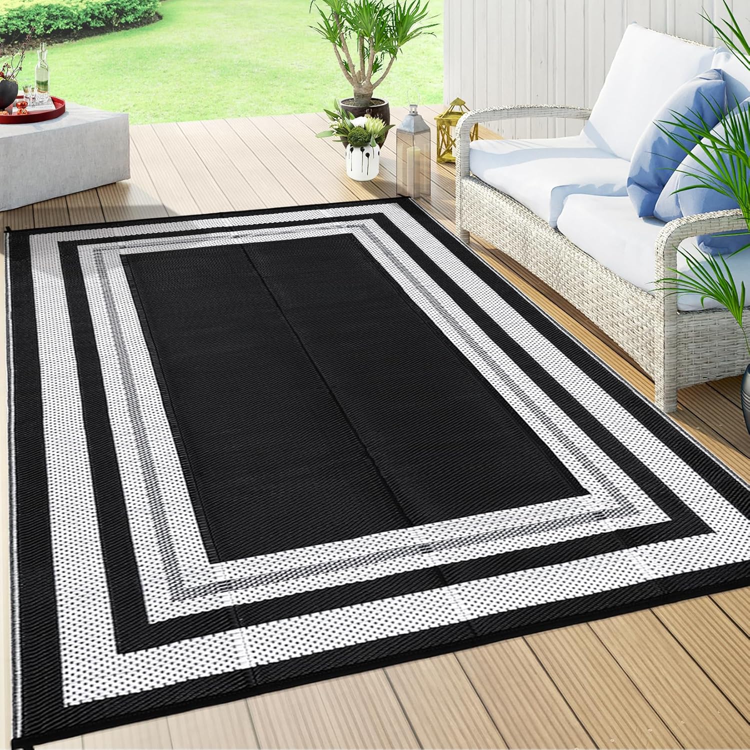 Amazon.com: COZYLOOM Outdoor Rugs 8x10 Waterproof for Patios Reversible ...